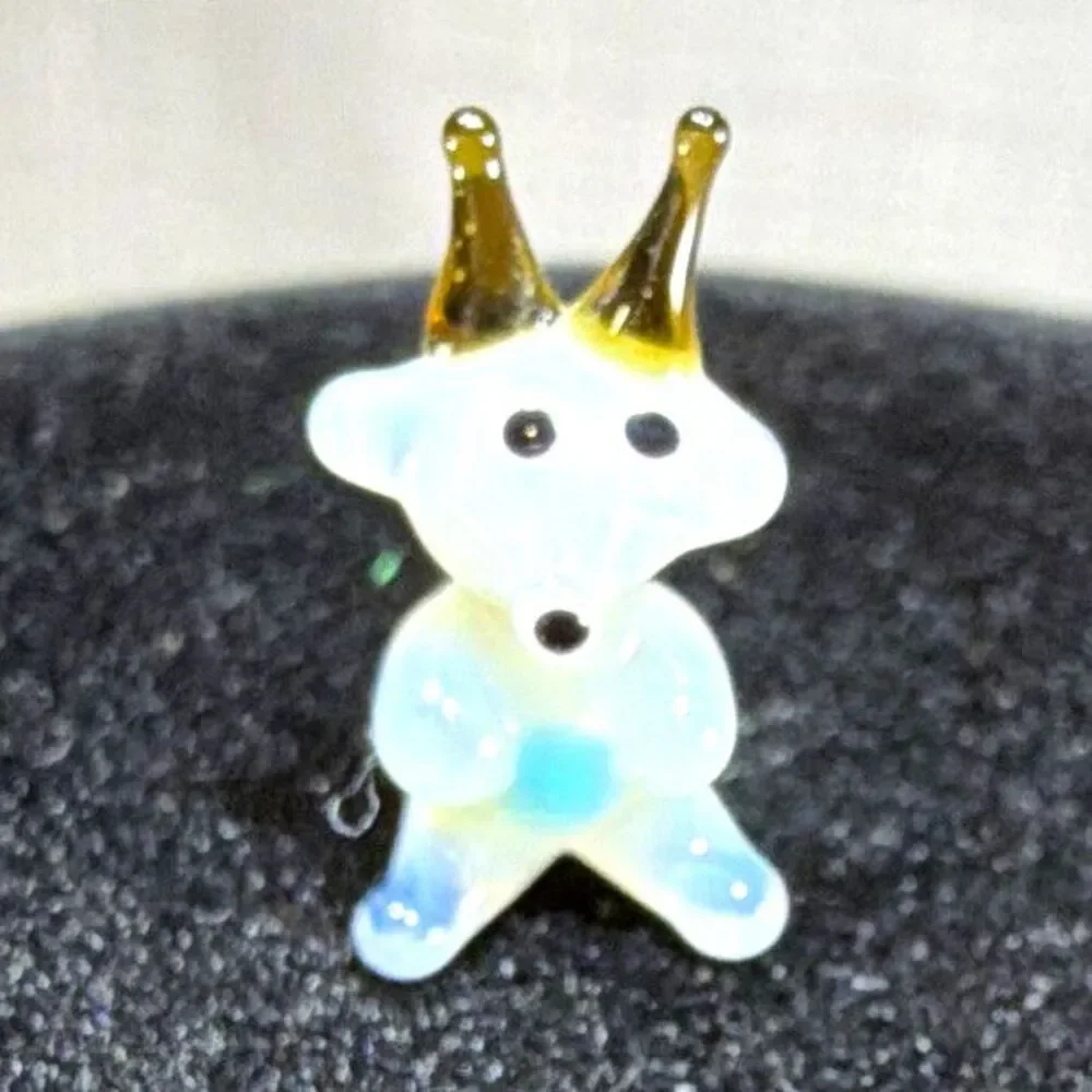 Vintage Miniature Blown Glass Goat Figurine Tiny Lampwork Art Glass Animal .75”